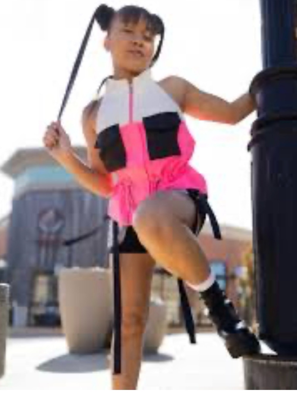 AKIRA White Black Hot Pink Colorblock Utility Vest